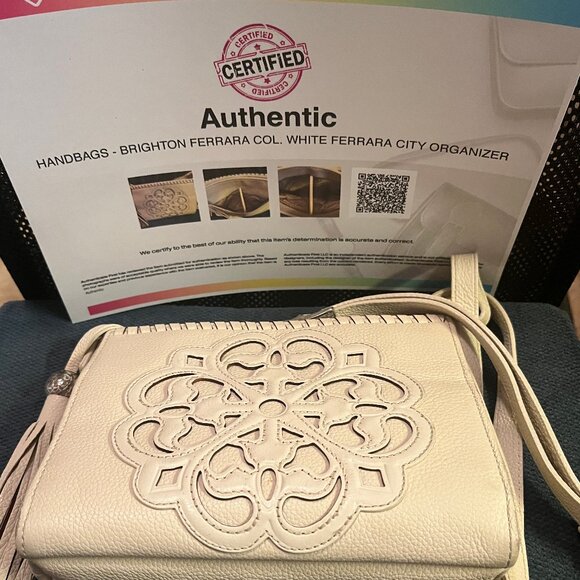 BRIGHTON FERRARA COL WHITE CITY ORGANIZER CROSSBODY SHOULDER PURSE BAG NEW $355 - Picture 12 of 12
